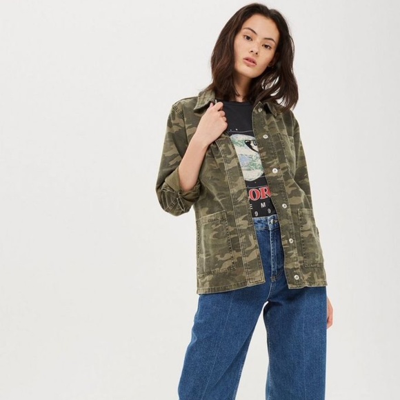 Topshop Jackets \u0026 Coats | Topshop Camo Shacket | Color: Green/Tan | Size: 6 | S3condact's Closet